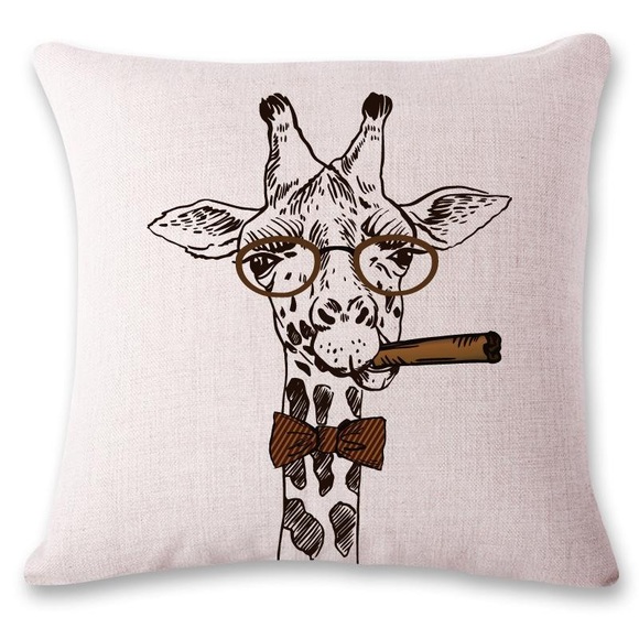 Okie Dokie Fun Other - Clever Giraffe Throw Pillow Cover